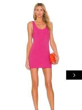 superdown Ribbed Scoop Neck Mini Dress in Fuchsia